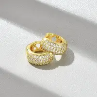 Brass Micro Pave Cubic Zirconia Hoop Earrings