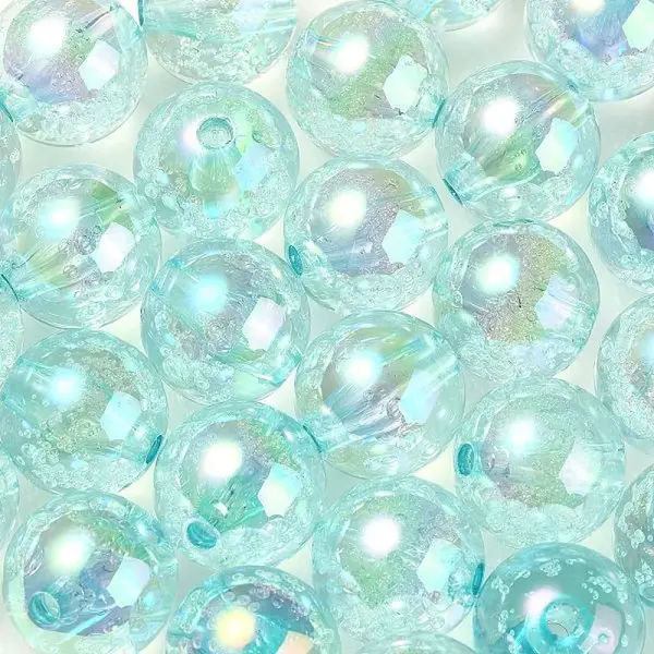 UV Plating Transparent Rainbow Iridescent Acrylic Beads