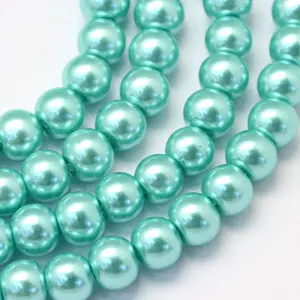 Baking Paint Pearlized Glass Pearl Round Bead Strands