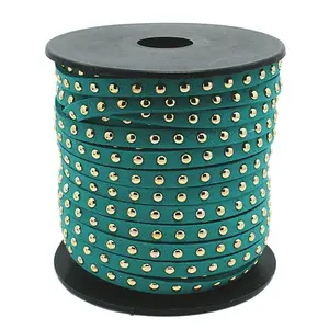 Golden Aluminum Studded Faux Suede Cord