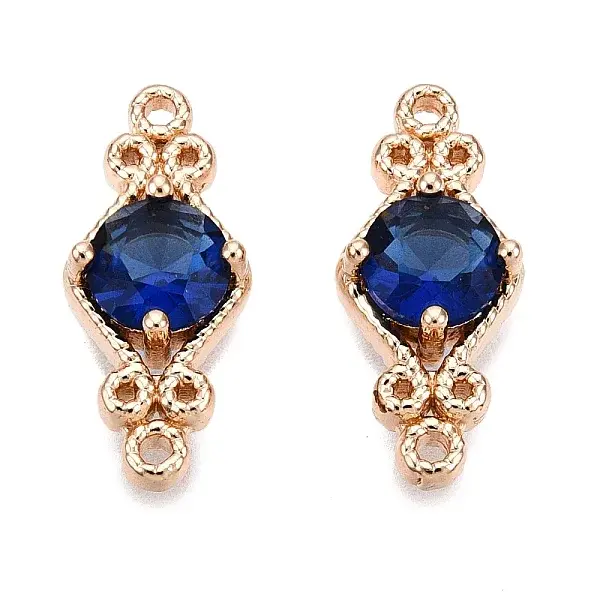 Brass Pave Faceted Glass Connector Charms