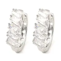 Brass Micro Pave Cubic Zirconia Hoop Earring