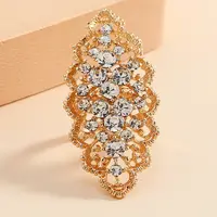 Geometric Hollow Alloy Rhinestone Finger Rings