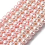 Baking Paint Pearlized Glass Pearl Round Bead Strands