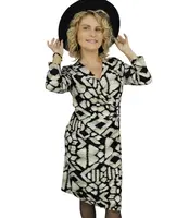 Pri Elegant retro patterned midi dress pencil neckline YASMIN