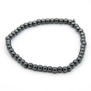 Elastic Non-Magnetic Synthetic Hematite Beaded Stretch Bracelets