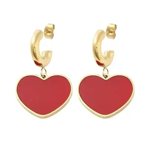 Ion Plating(IP) 304 Stainless Steel Heart Stud Earrings