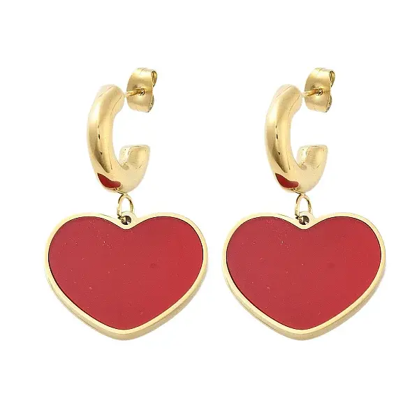 Ion Plating(IP) 304 Stainless Steel Heart Stud Earrings