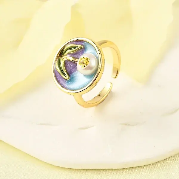 Brass Enamel Cuff Rings