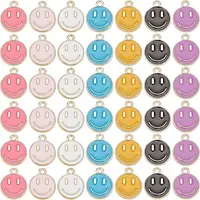 98Pcs 7 Colors Light Gold Alloy Enamel Charms