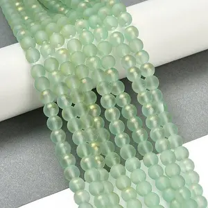 Spray Painted Glass Round Bead Strands