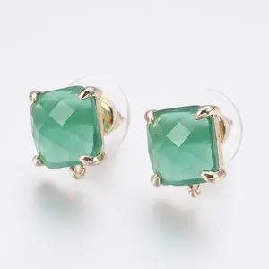 Faceted Glass Stud Earring Findings