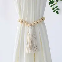 Handmade Macrame Wood Bead Curtain Tiebacks