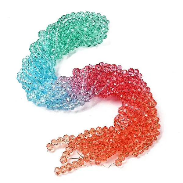 Transparent Painted Glass Beads Strands