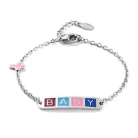 201 Stainless Steel Cross & Rectangle with Word Baby Link Bracelets