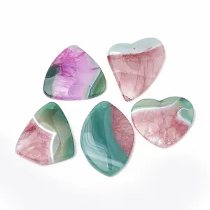 Dyed Natural Crackle Agate Pendants