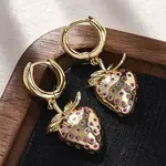 Brass Micro Pave Cubic Zirconia Hoop Earrings