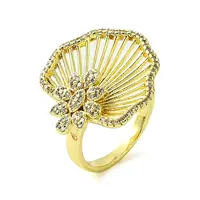 Brass Micro Pave Cubic Zirconia Open Cuff Rings