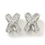 Brass Micro Pave Clear Cubic Zirconia Beads