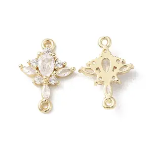 Brass Pave Clear Cubic Zirconia Connector Charms