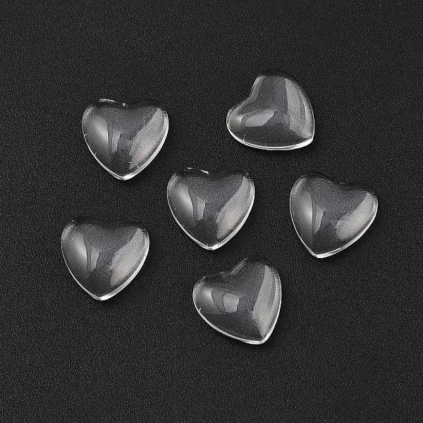 Transparent Glass Heart Cabochons