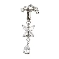 Brass Pave Clear Cubic Zirconia Clip on Belly Rings