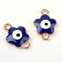 Light Gold Alloy Enamel Evil Eye Links connectors