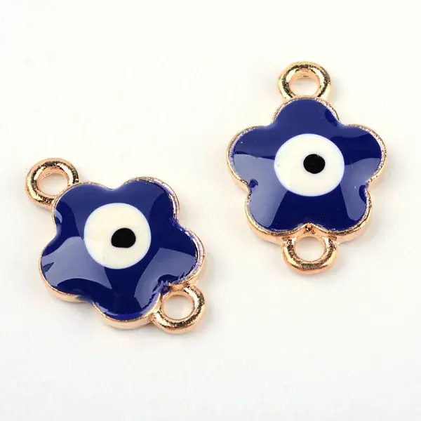 Light Gold Alloy Enamel Evil Eye Links connectors