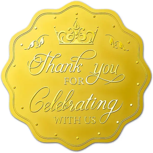 Plastic Self Adhesive Gold Foil Embossed Stickers