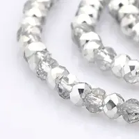Half Plated Faceted Rondelle Electroplate Clear Glass Beads Strands