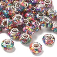 Transparent Resin Rondelle European Beads