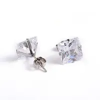 Square Cubic Zirconia Stud Earrings