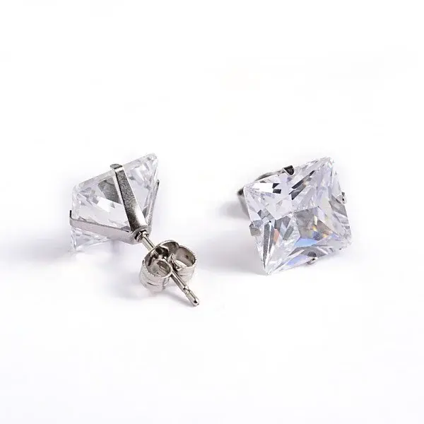 Square Cubic Zirconia Stud Earrings