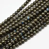 Electroplate Gemstone Natural Pyrite Round Beads Strands