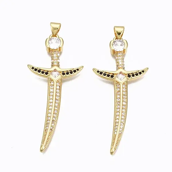 Brass Micro Pave Clear Cubic clear Zirconia Pendants