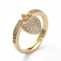 Adjustable Brass Micro Pave Cubic Zirconia Finger Rings