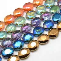 Faceted Electroplate Crystal Glass Oval Beads Strands