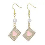 Alloy Crystal Rhinestone Rectangle with Heart Dangle Earrings