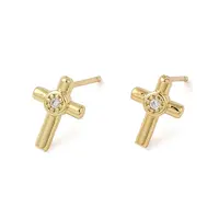 Rack Plating Brass Cross Stud Earrings