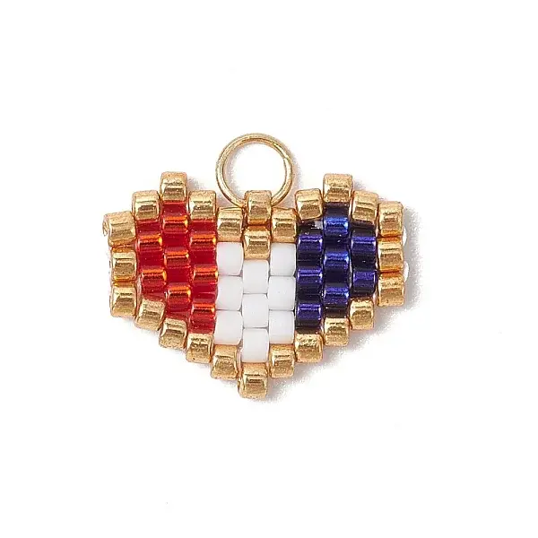 Handmade Glass Seed Beaded Heart Charms