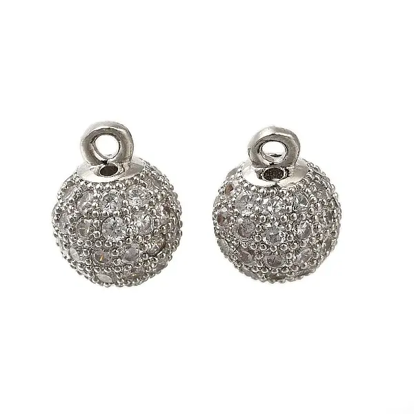 Rack Plating Brass Micro Pave Cubic Zirconia Charms