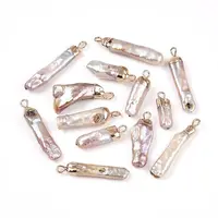 Electroplated Natural Keshi Pearl Pendants