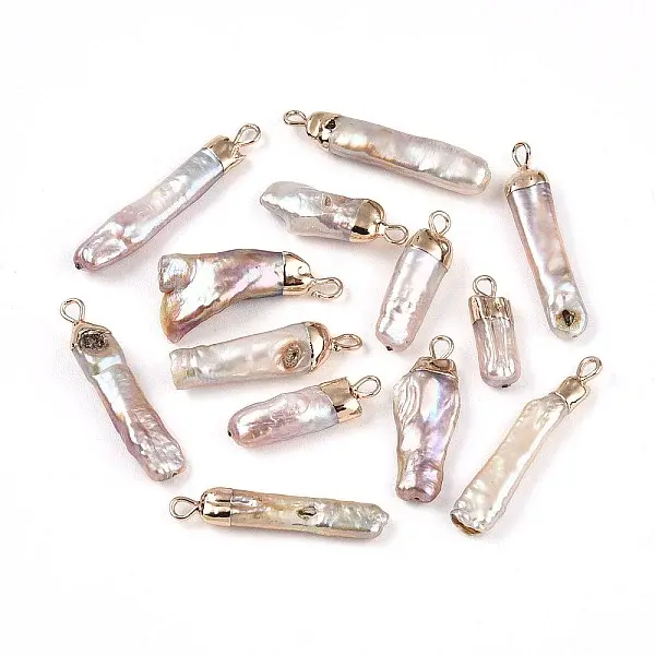 Electroplated Natural Keshi Pearl Pendants