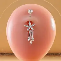 316L Surgical Stainless Steel Micro Pave Clear Cubic Zirconia Belly Rings