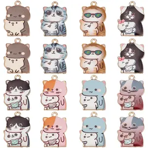 32Pcs 8 Styles Alloy Enamel Pendants