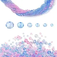 6 Styles Gradient Color Transparent Painted Glass Beads Strands