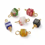 Cube Handmade Millefiori Glass Connector Charms
