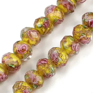 Handmade Gold Sand Lampwork Beads Strands