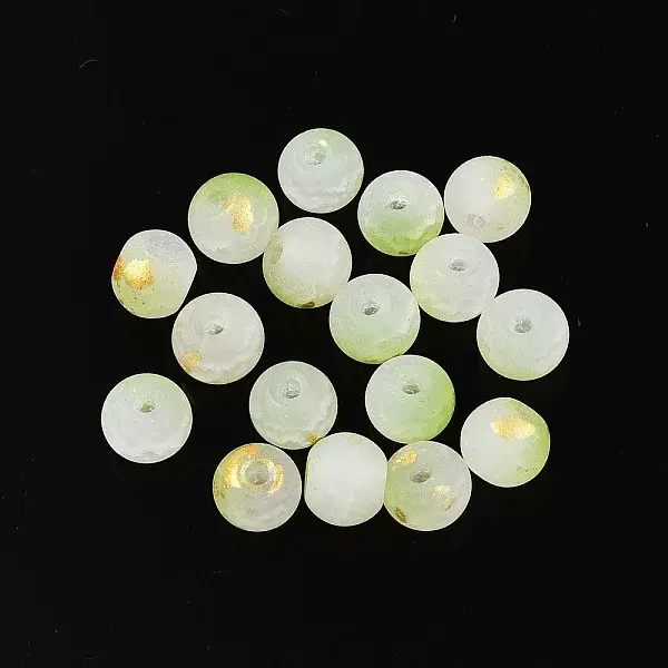 Frosted Baking Paint Crackle Glass Beads with Glitter Powder