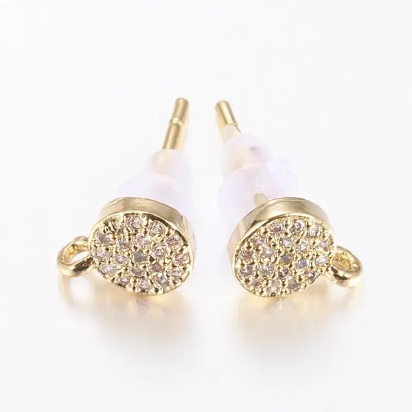 Brass Micro Pave Cubic Zirconia Stud Earring Findings